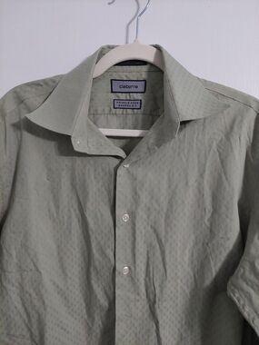 Claiborne Men's Light Olive Green Short Sleeve Dress Shirt